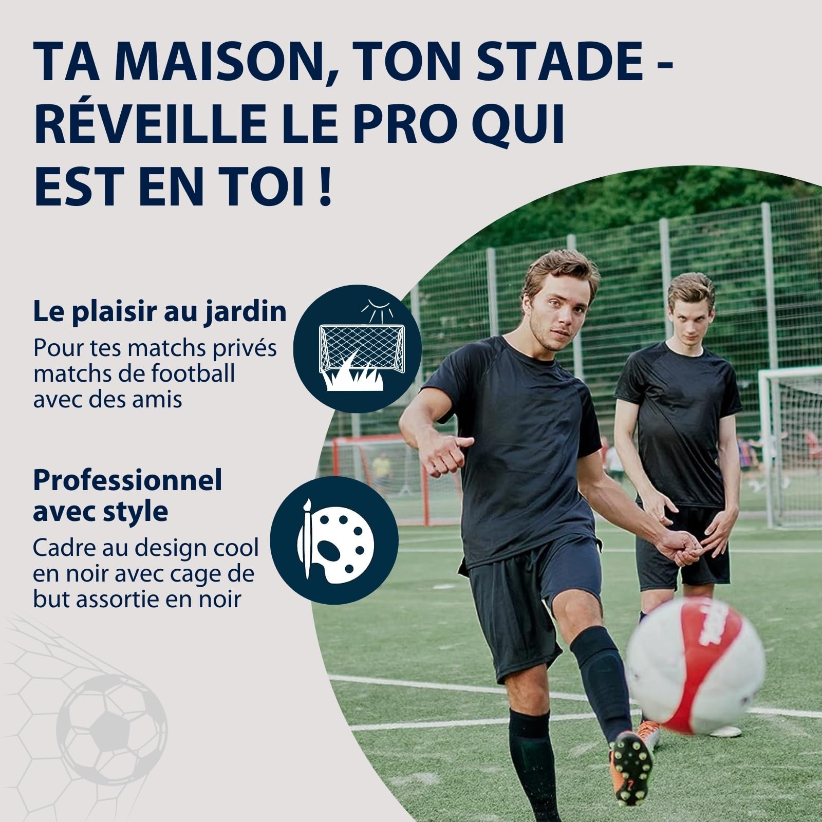 HUDORA But de Football avec Cible - Goal de Football extérieur Robuste pour Enfants & Adultes - Mur de tir avec Deux Trous renforcés