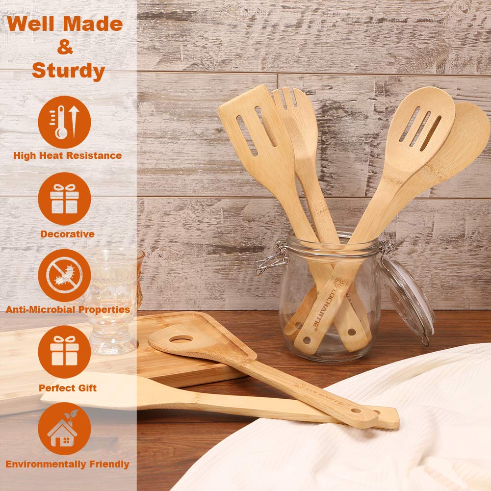 Juego De Cucharas De Madera Para Cocinar De 7 Piezas, Utensilios De Cocina De Bambú Mágicos, Juego De Accesorios De Cocina, Patrones Grabados, Cucharas De Cocina Mágicas, Regalo De Cumpleaños, Acción De