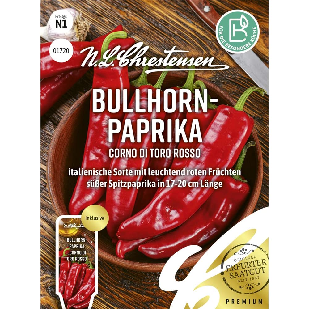 Bullhorn Paprika-Samen 'Corno Di Toro Rosso' – Italienische Spitzpaprika, Süß & Leuchtend Rot