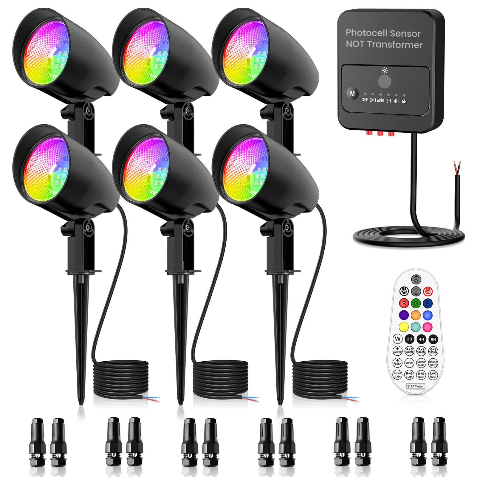ZZXX 20W RGB Halloween Color Changing Landscape Lights Low Voltage