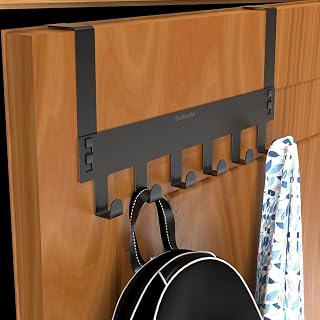 Solitude Pack of 2 Heavy Duty Metal Over Door Hanger with 6 Hooks, Drill-Free Hanging Rack Organizer for Bathroom, Bedroo... Price In India