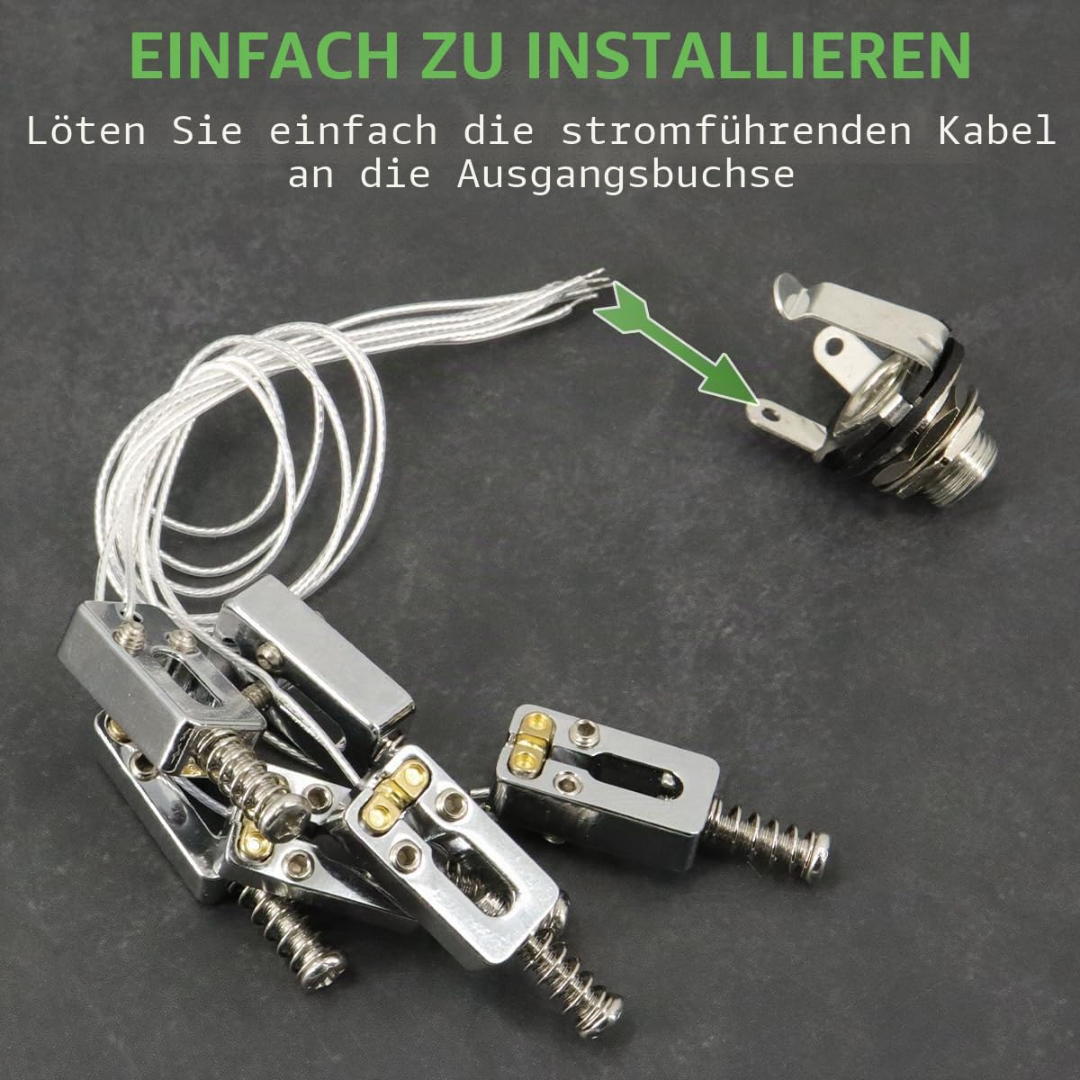 Piezo Bridge Pickup Upgraded Version Guitar Tremolo Bridge Sättel mit Piezo-Tonabnehmer 10,5 mm Saitenabstand für Strat oder Tele E-Gitarre, Chrom