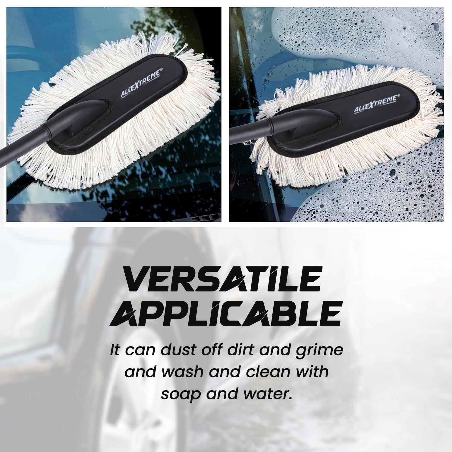 AllExtreme Car Duster with Extendable Long Reach Handle with Wax Microfiber Exterior Cleaning Tool Scratch Free Brush for Wet & Dry Use Polishing Washing Cars Bike Truck Home Office (Pack of 1) - Image 5 thumbnail