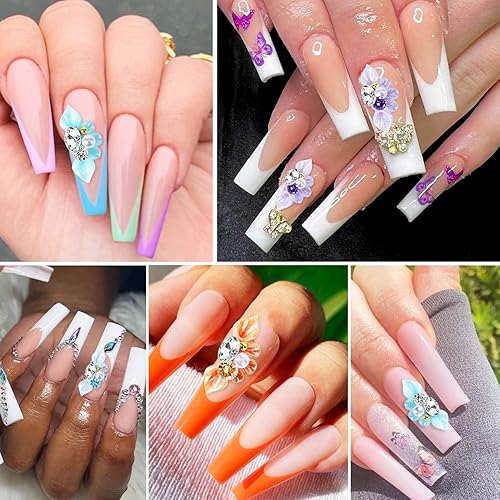 Miniatura 4 de Juome Dijes para uñas, 27 dijes de uñas de flores para uñas acrílicas, dijes de uñas 3D con forma de perlas de flores, suministros de decoración de