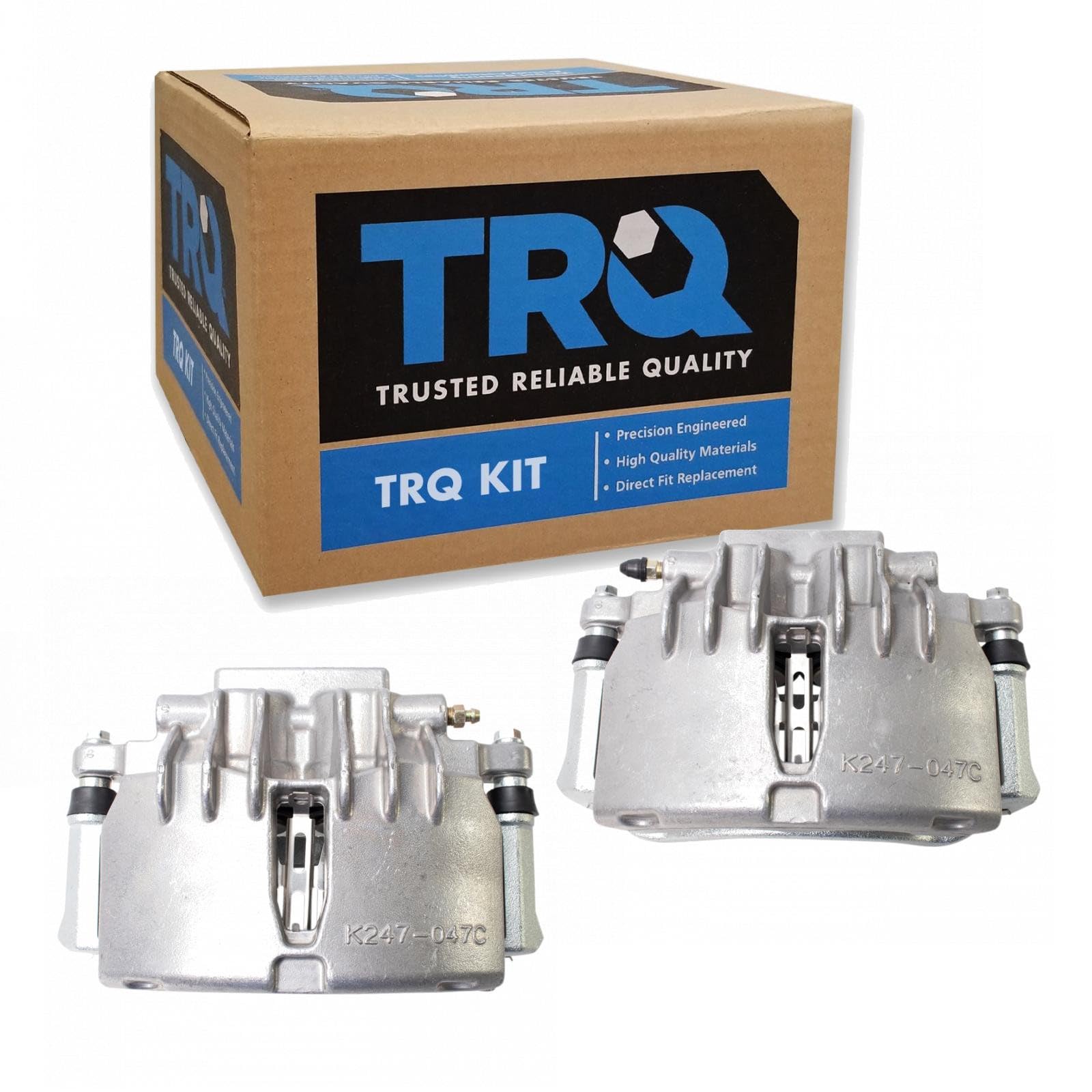 TRQ Front Driver and Passenger Side Brake Caliper Set Caliper Brackets