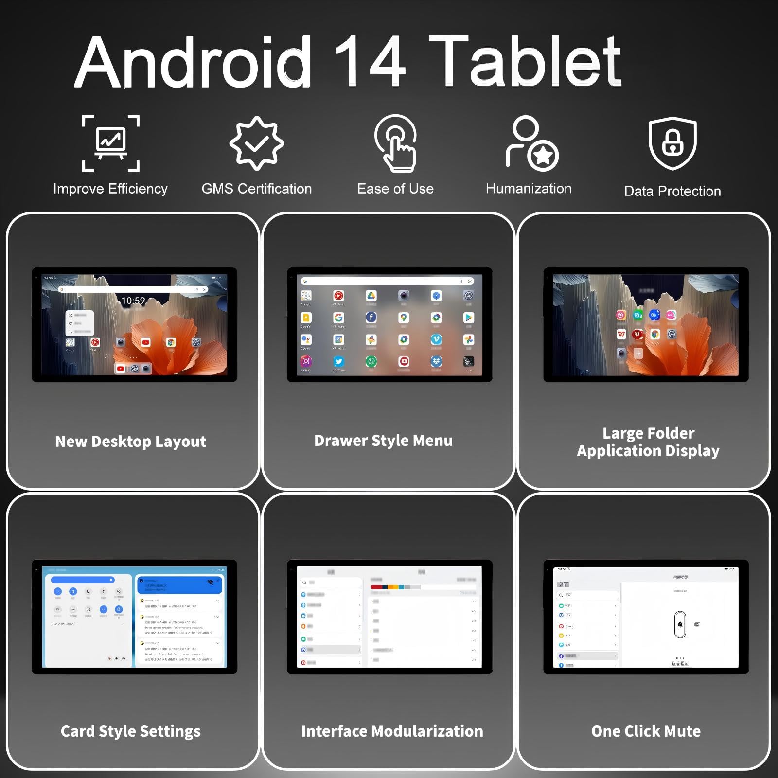 Ainmel Android Tablets, 10.36 Zoll Tablet, 10GB RAM 128GB ROM(1TB TF Expand), Octa Core, 1280 * 800 HD, 5G WiFi 6, BT 5.3, 5000mAh, Widevine L1, Dual Kamera Face ID Tablets Tab Pad (Grau)