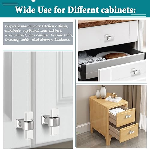 Miniatura 6 de Orger - Paquete de 5 pomos acrílicos transparentes para cajones de un solo agujero de 1.575 in de longitud, pomos de gabinete de cromo pulido para