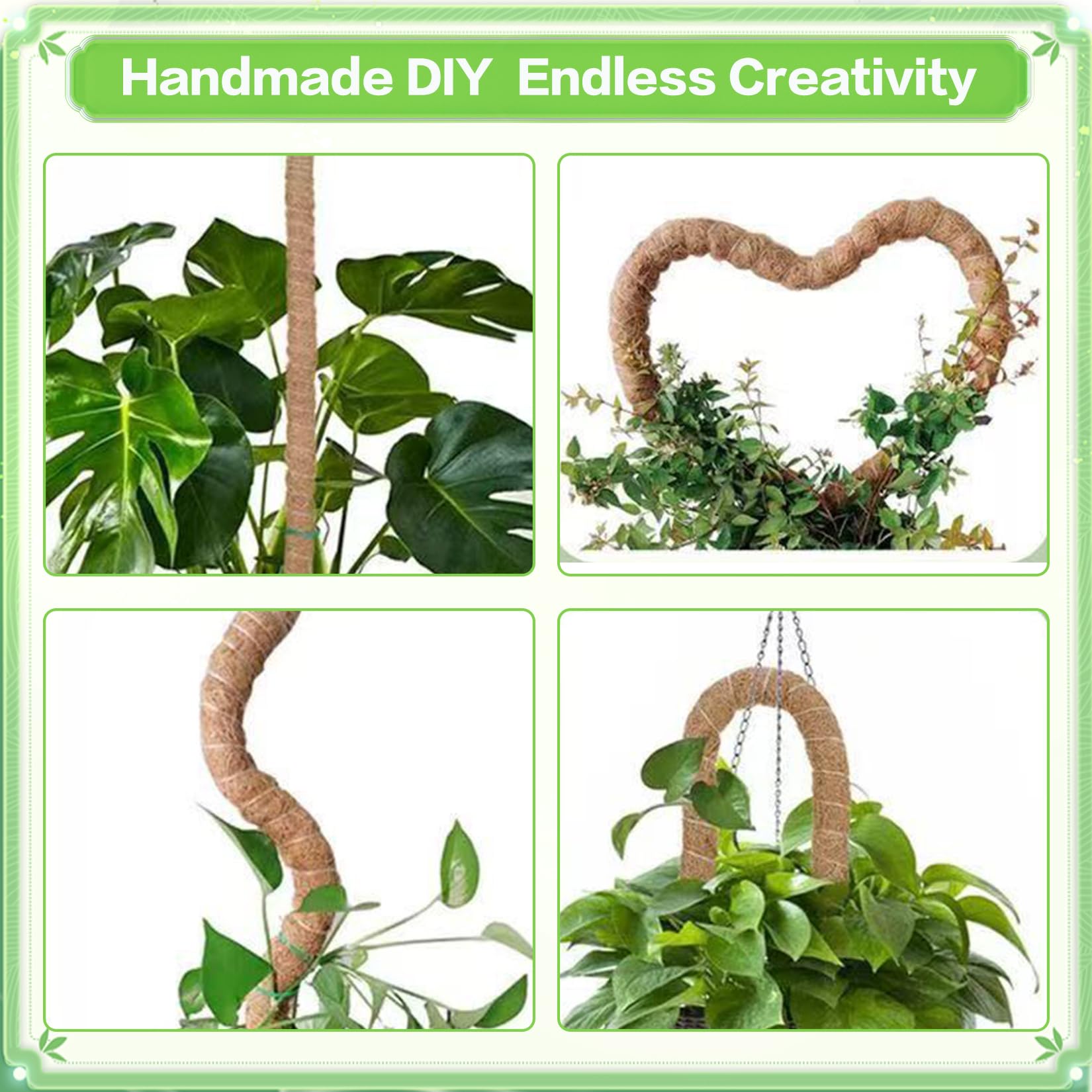 2 Pezzi bastone per piante rampicanti 120 cm lessibile supporto monstera con accessori Fibra di cocco sostegno per piante Per piante da interno