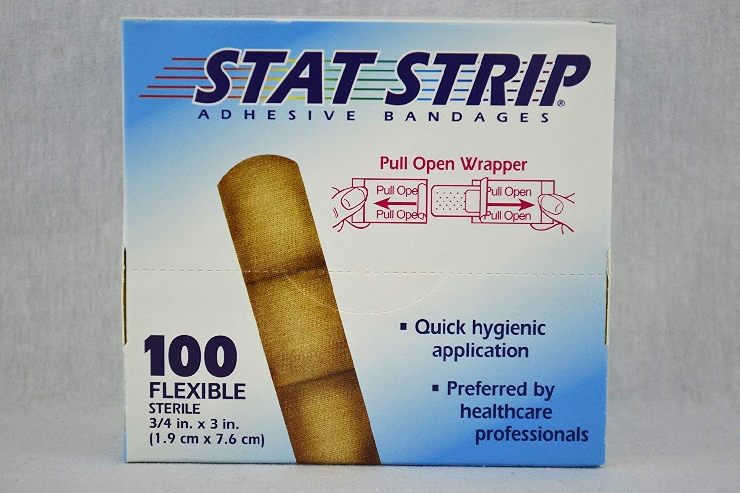 Aso LLC STAT STRIP ADHESIVE BANDAGES - Fabric, 3/4" x 3" - Model DER 15210 - Box of 100
