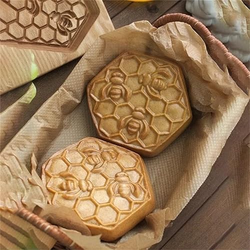 Miniatura 2 de Moldes de madera para galletas, cortador de galletas grabado en relieve con árbol de Navidad, ciervos, piñas, para hornear galletas en relieve para
