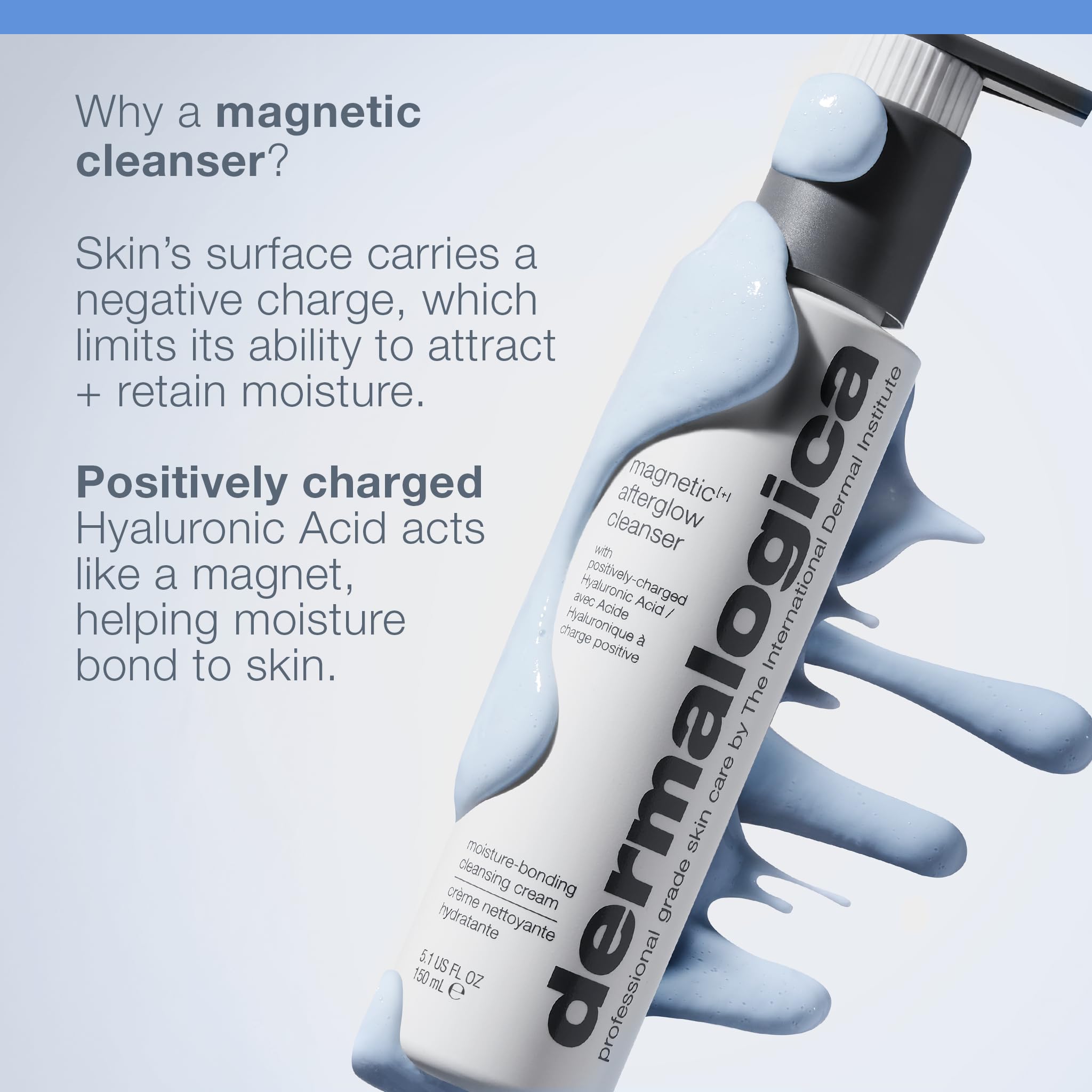 Dermalogica Magnetic Afterglow Cleanser - Nettoyant crème hydratant à l'acide hyaluronique. Elimine maquillage et impuretés, nourrit et apporte éclat à la peau.
