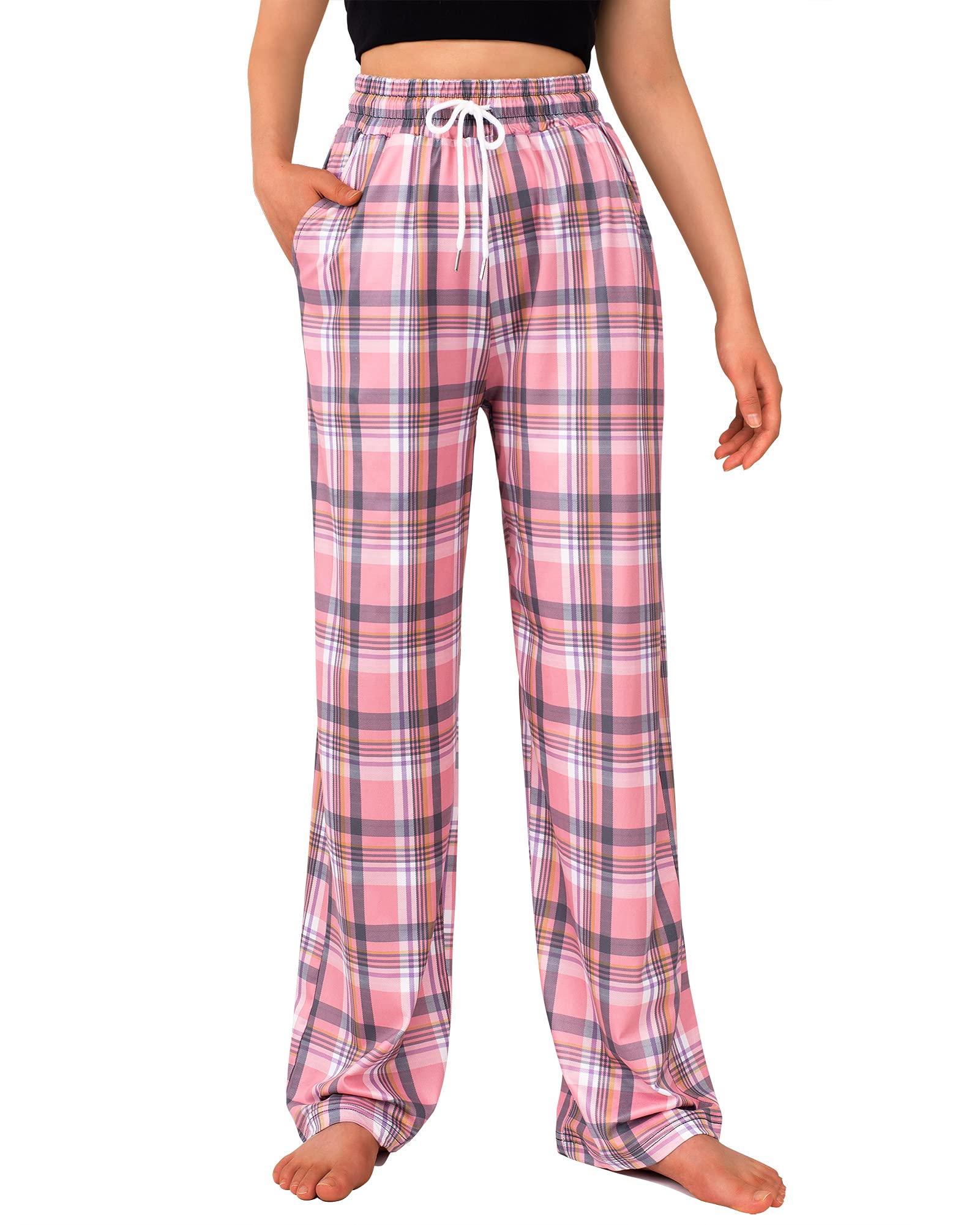 Photo 1 of Alimens & Gentle Womens Pajama Pants Plaid Sweet Comfy Lounge Pants Drawstring Sleep Bottoms with Pockets