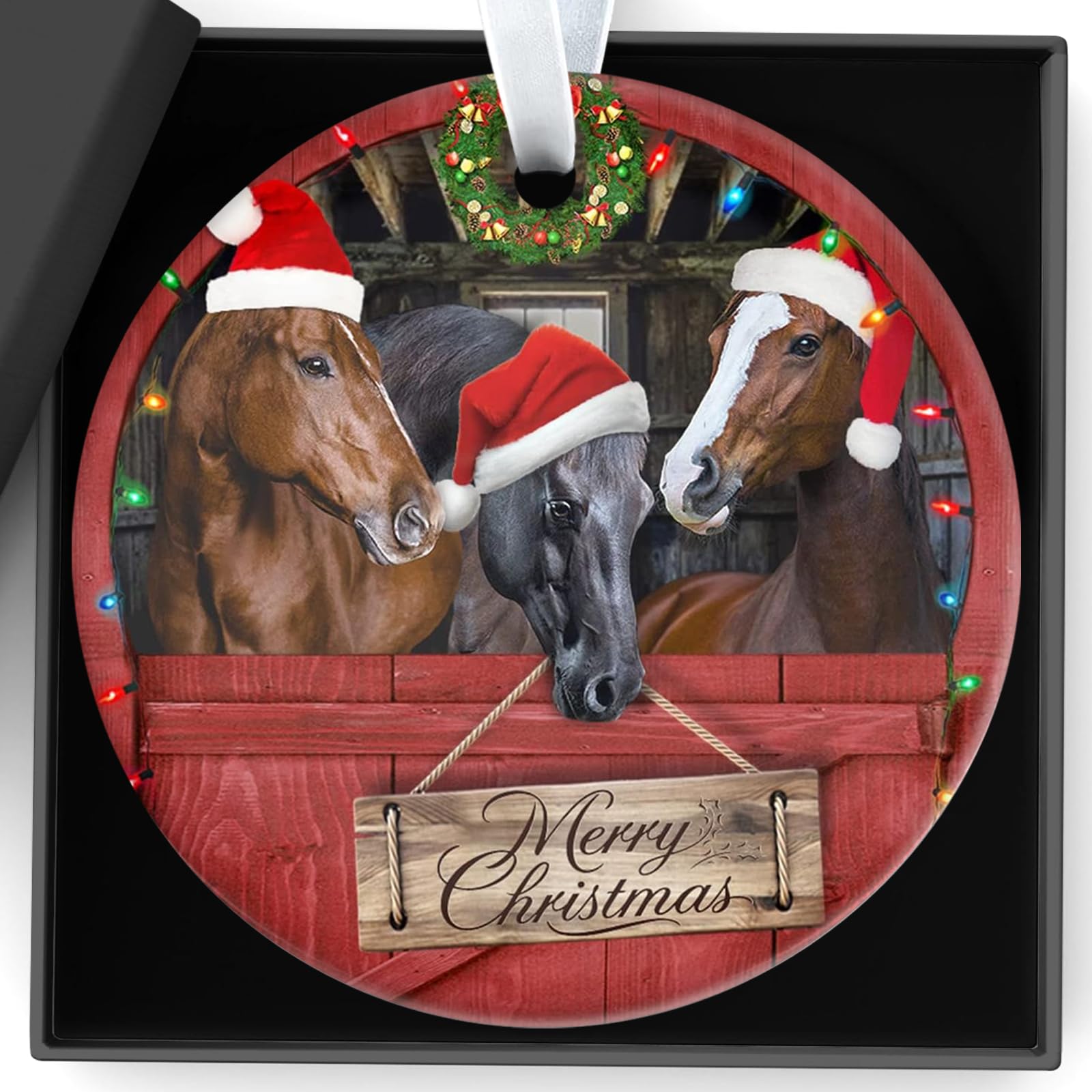 Qylazune Girls Red Horse Gifts For Christmas Decorations Ceramic Sign For Horse Ornament Horse Lover Gift For Best Friend Birthday, For Home, Home Accessories Personalised Xmas Tree Decoration