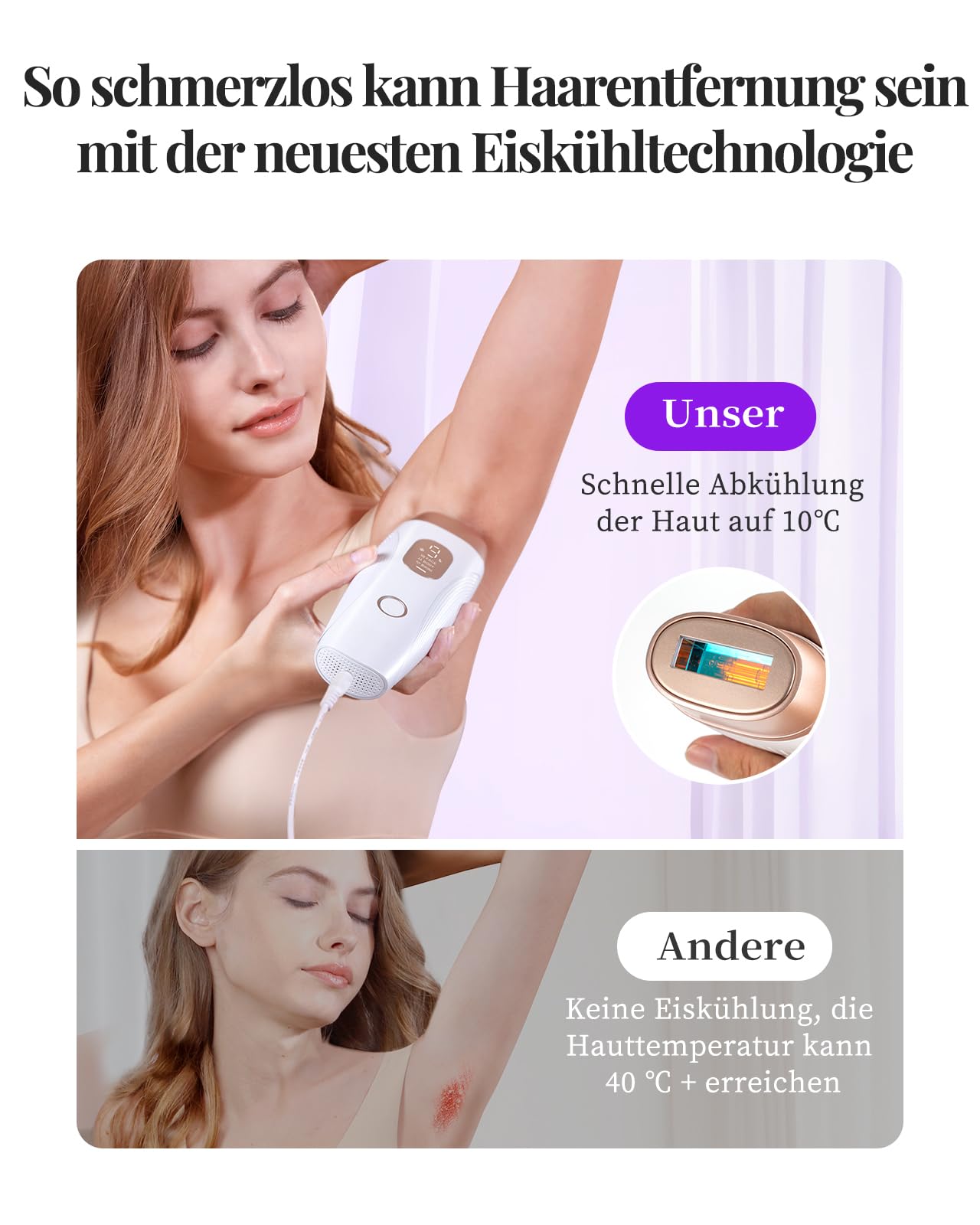 Haarlosy IPL Geräte Haarentfernung Laser mit Gefrierfunktion und Reinigungslicht