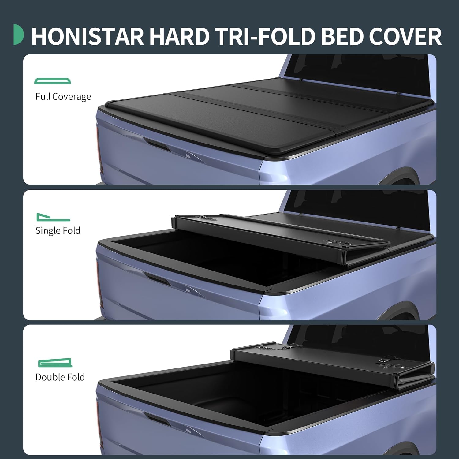 FRP Hard Tri-fold Tonneau Cover Fit for Chevy Colorado/GMC Canyon 2015-2026, Fleetside 5.2 Ft Bed