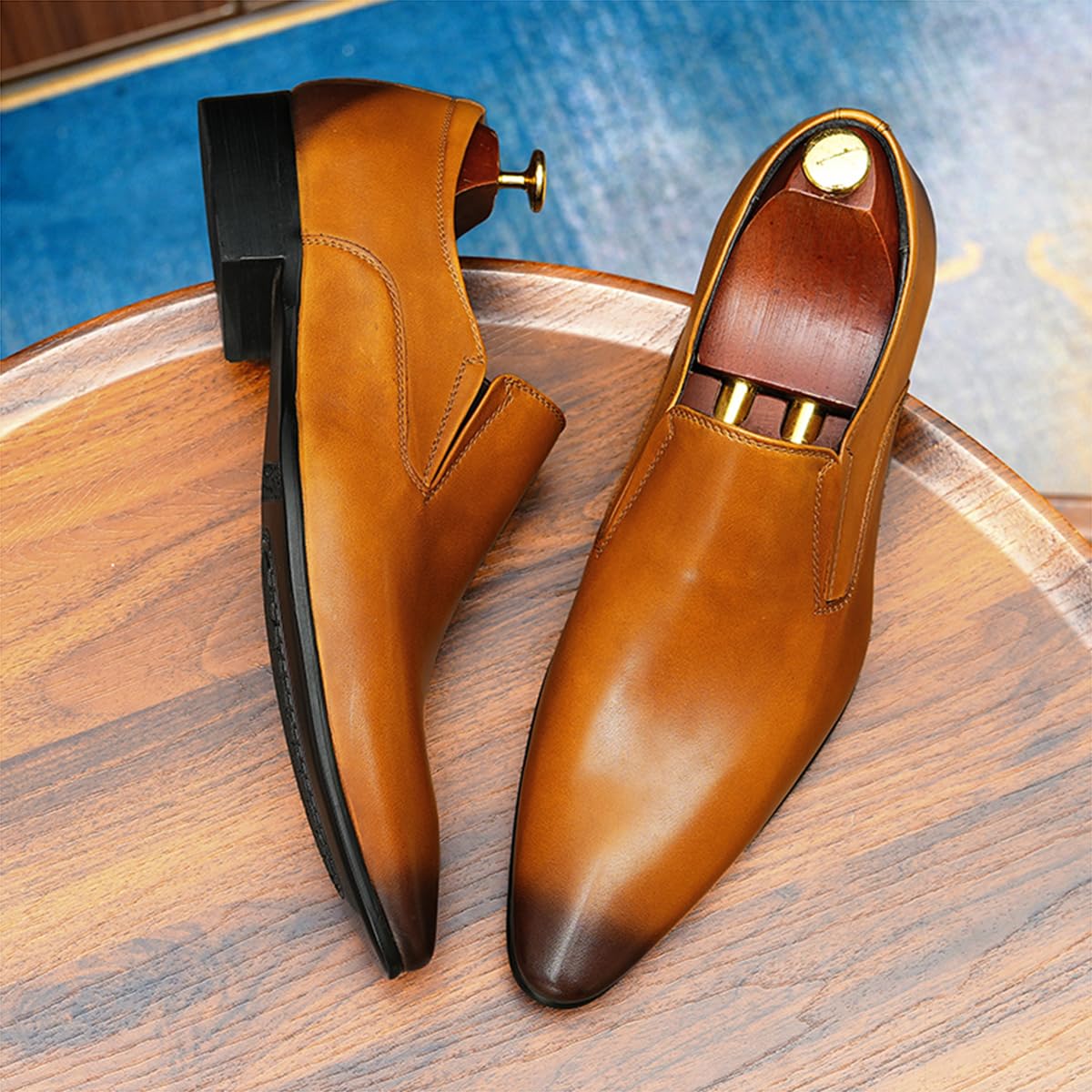 Zapatos de Vestir Slip On en Cuero Genuino para Hombre Mocasines Negocios Casuales Loafers Formales