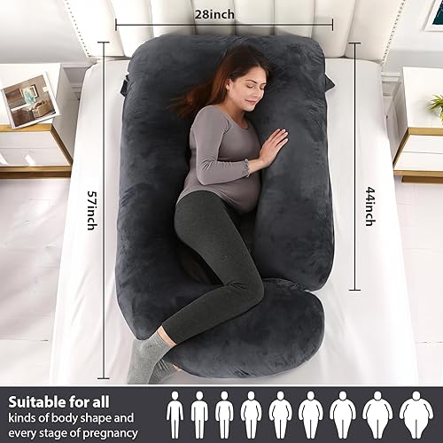 Miniatura 3 de BATTOP Almohadas de embarazo para dormir, almohada de maternidad de cuerpo completo para dormir de lado, soporte para espalda, piernas, vientre,
