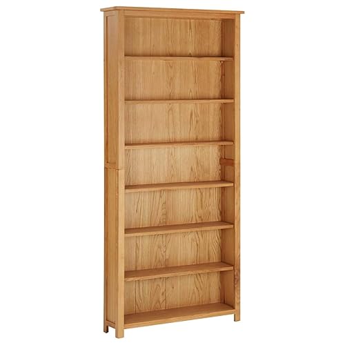 7-Tier Bookcase 35.4"x8.8"x78.7" Solid Oak Wood
