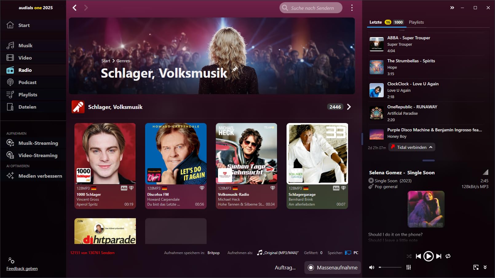 Audials One 2025 ULTRA - Deutsch / Multilingual - Windows 11/10 - *Dauerlizenz* KI-Verbesserungen und Aufnahme von Streamingdiensten wie Netflix, Joyn, Deezer, Spotify (Product Key Card) #PKC