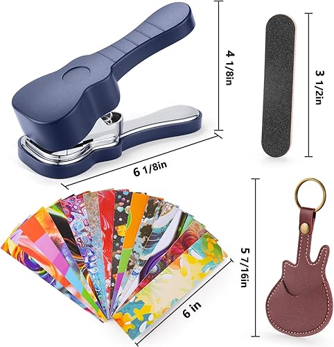 Miniatura 3 de ArtAt Kit de púas de guitarra  Puncher de púas de bajo con 15 tiras variadas de púas de guitarra mediana, kit de punzonado único para amantes de la