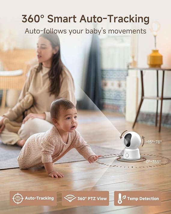 ARENTI 360 Baby Camera, 2.4G WiFi w/App,1-Click Call, Support SD Card(B2)