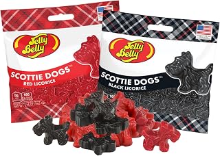 Needzo Red and Black Licorice Scottie Dogs, Gluten Free Vegetarian Friendly Gummy Candies Variety Pack, Healthy Snacks for Adults, Pack of 2