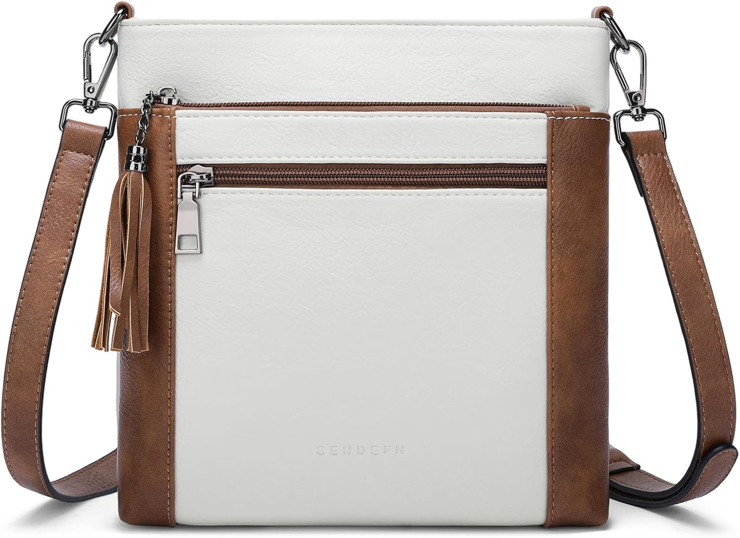 SENDEFN Crossbody Bags for Women, Multi Pocket Casual Crossbody Bag, Leather Purse for Women, Shoulder Handbag with Tassel