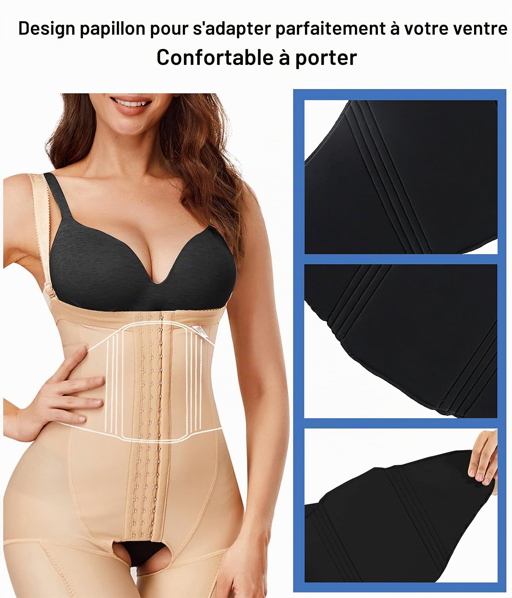 Bafully Planche de compression abdominale aplatissant le ventre AB Board lombaire post-chirurgie lipo dos planche mousse récupération post-partum, Noir , taille unique