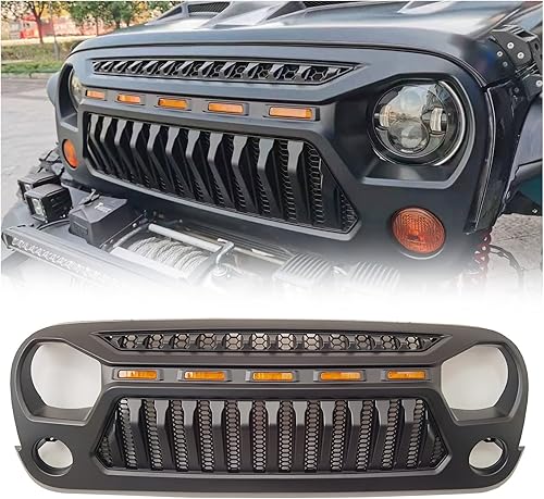 Miniatura 2 de Front Grille Guard Matte Black ABS Grill Grid Guard Front Hood Inserts Mesh Grille Frame Cover Compatible For Offroad Jeep Wrangler JK