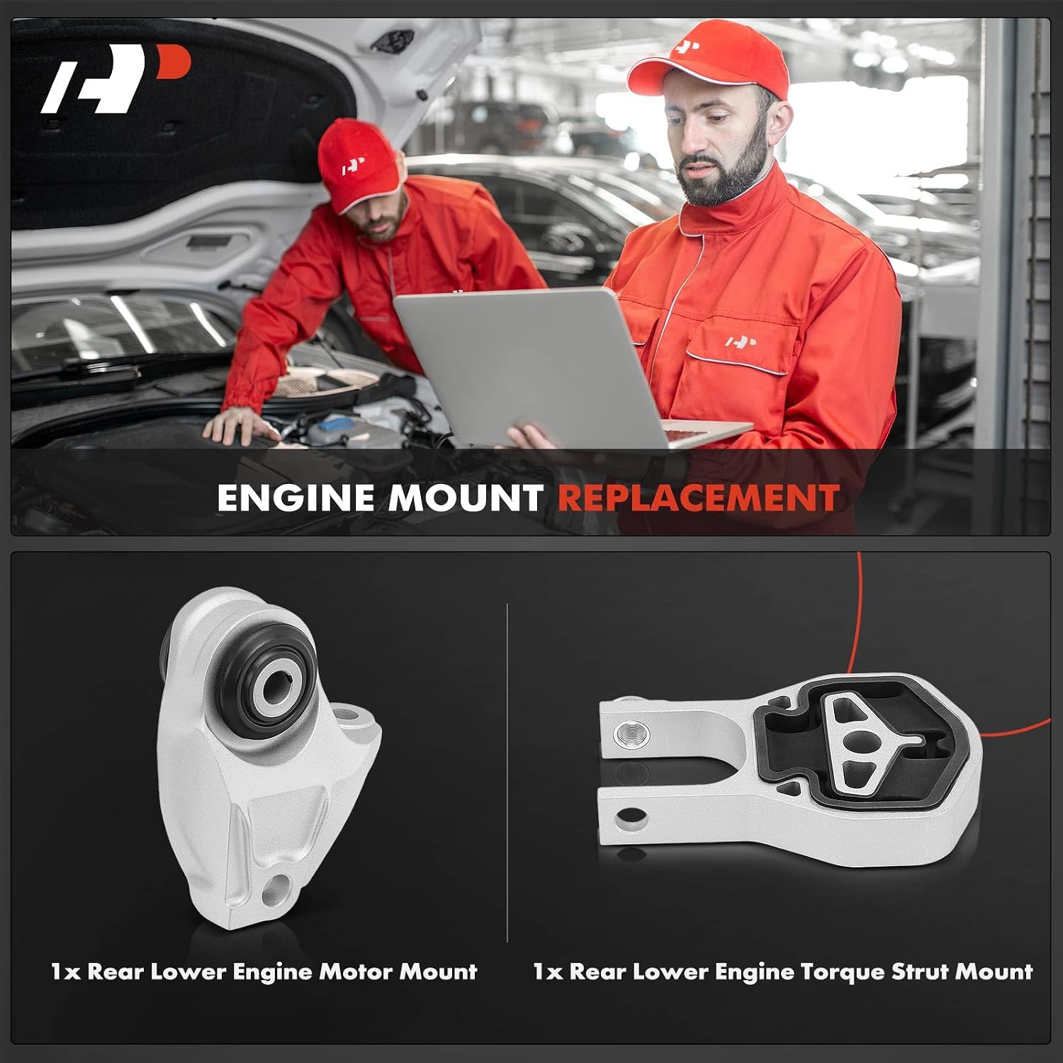 A-Premium Set of 2 Rear Lower Engine Motor Mount and Torque Strut Mount Set Compatible with Ram ProMaster 1500, ProMaster 2500, ProMaster 3500, 2014-2021, 3.6L