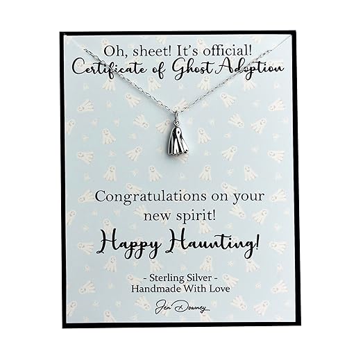 Ghost Adoption Certification of Death Sterling Silver Spooky Sheet Ghost Necklace Gift