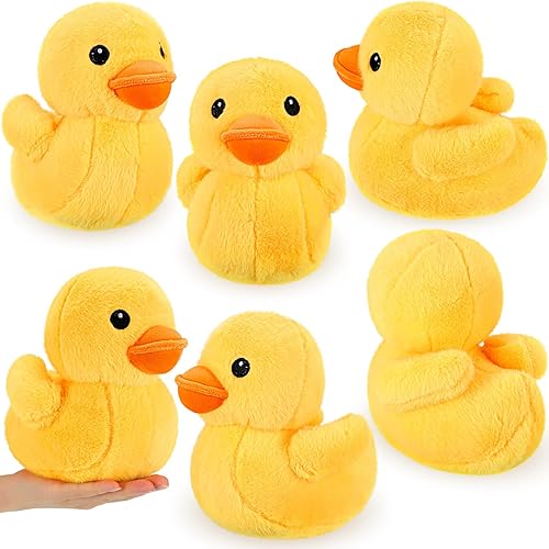 Jerify Juego de 6 peluches de pato amarillo de 9 pulgadas, lindo juego de pato de peluche para niños y niñas, almohada decorativa de animales,