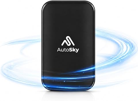 AutoSky AI Box Lite Plus 2.0 – Wireless CarPlay e Android Auto | Netflix, YouTube e App in Auto | Converte CarPlay Cablato in Wireless | Plug & Play | Compatibile con Auto dotate di CarPlay Cablato | Android, CarPlay e Android Auto wireless, Netflix e YouTube a veicolo fermo, dual WiFi 5GHz, per CarPlay cablato, slot SD