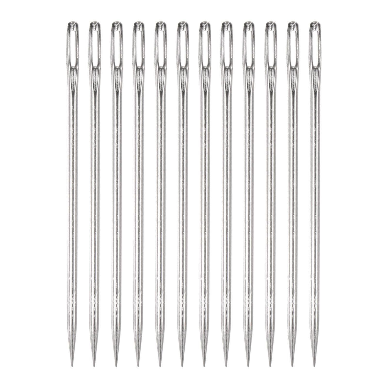 uxcell 12pcs 4 Inch Upholstery Needles Large Eye Stitching Needles Stainless Steel Straight Hand Sewing Needles for Home Hand Sewing Leather Tapestry Embroidery Tufting Webbing Carpet