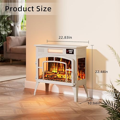 Miniatura 2 de Estufa eléctrica independiente con control remoto, calentador de chimenea infrarrojo de 1500 W con efecto de llama 3D, termostato y protección