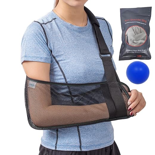Mesh Arm Shoulder Sling - Medical Shoulder Immobilizer for Shower - Adjustable Arm Brace for Torn Rotator Cuff Injury - Right Left Arm for Men Women - Shower Sling for Elbow, Wrist (updated version )