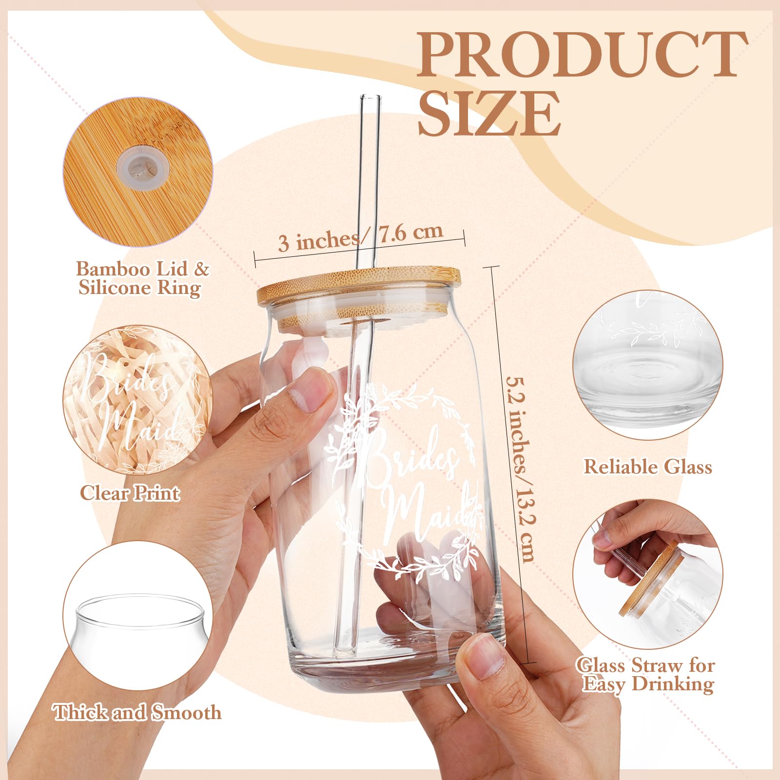 Irenare Bridesmaid Proposal Gifts Set Robes Makeup Bag Cup Cards Hair Tie Bracelet Diamond Pen Bridesmaid Gift Box(Champagne,8 Pcs)