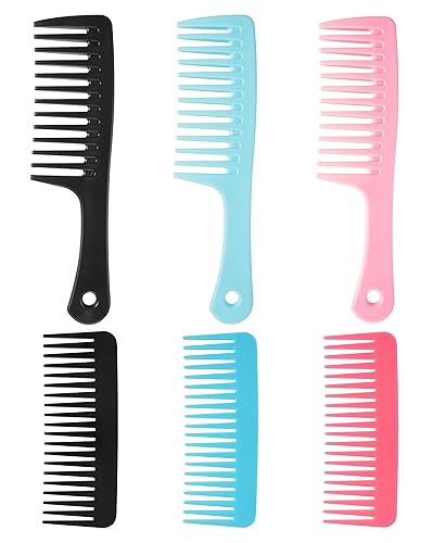 Peine de dientes anchos, 6 peines grandes para desenredar, cepillo de pelo para peinar, desenredar el cabello rizado, cabello largo, cabello mojado..