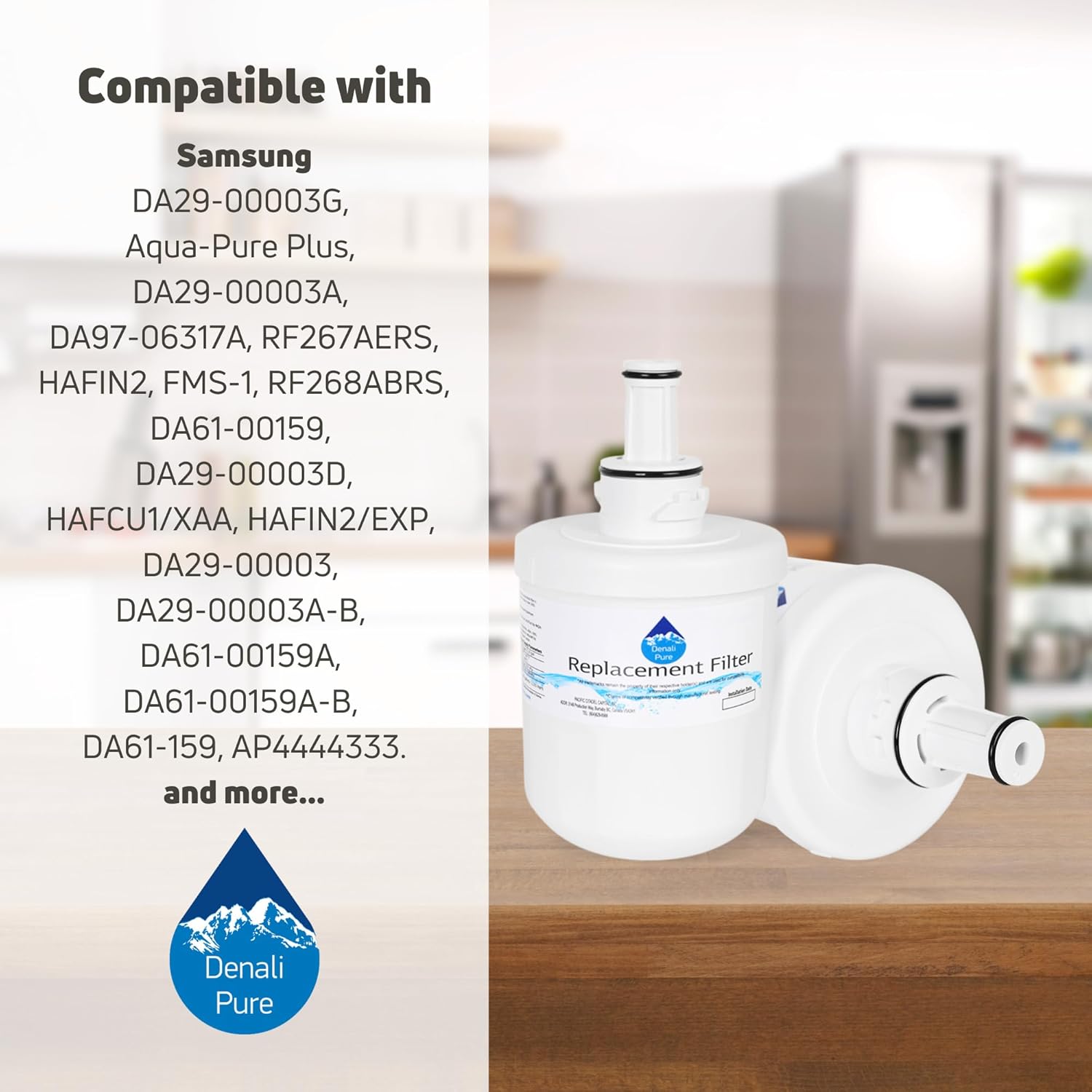 2-Pack Replacement for Samsung RFG295AABP Refrigerator Water Filter - Compatible with Samsung DA29-00003G, Samsung DA29-00003B, Samsung DA29-00003A Fridge Water Filter Cartridge