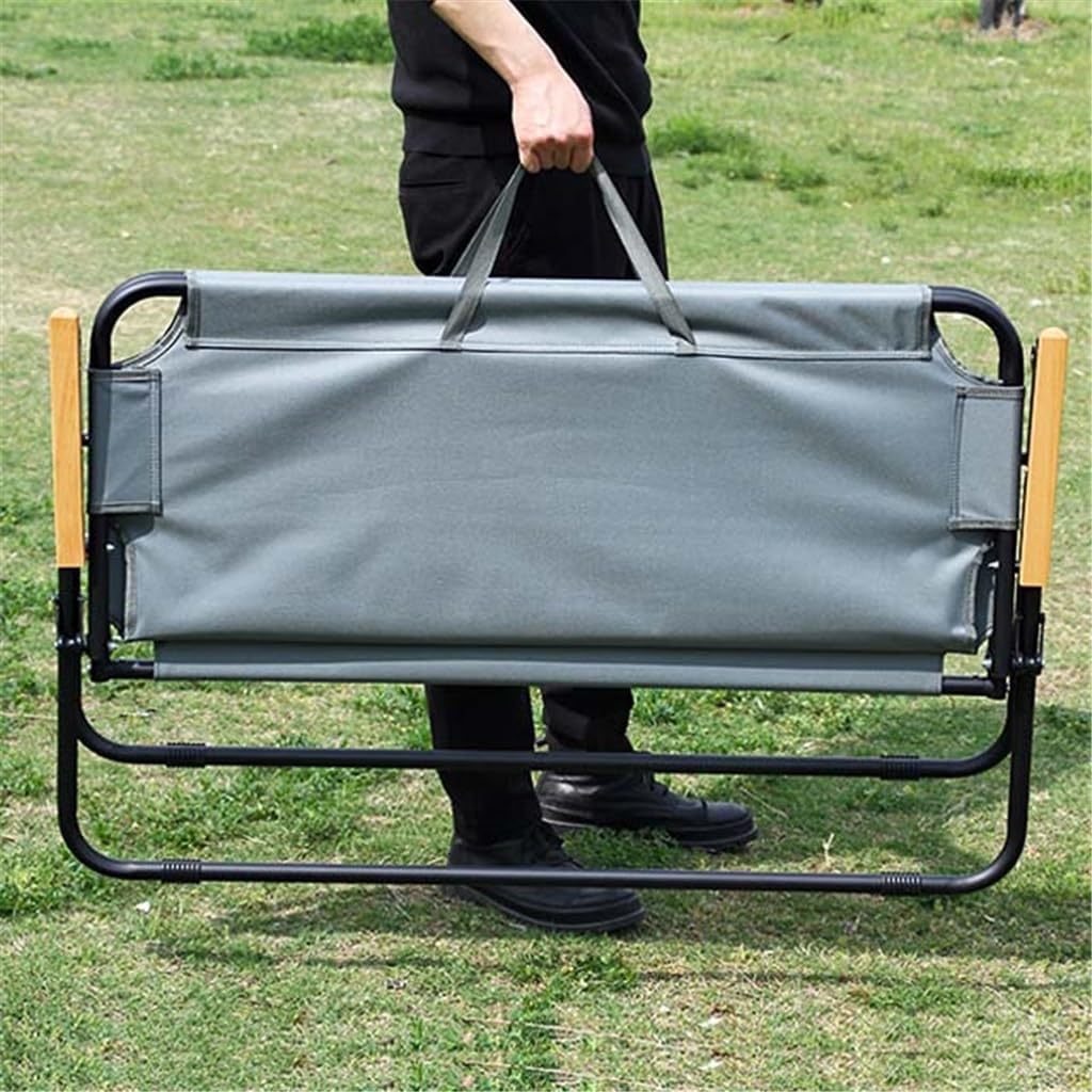 Outdoor Portable Folding Oxford Fabric Chair Beach Wood Grain Backrest