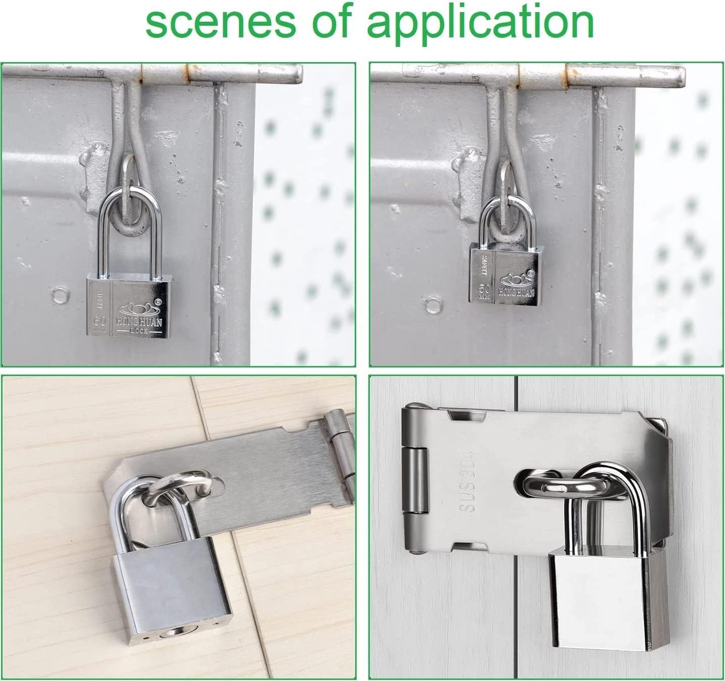 1pcs Chromium Plated Steel Medium Keyed Padlock Anti Rust Lock Waterproof Padlock with 4 Keys for Cabinets Drawers Outdoor Use 1.57 inch Wide Steel Body Shackle Silver Keyed Different