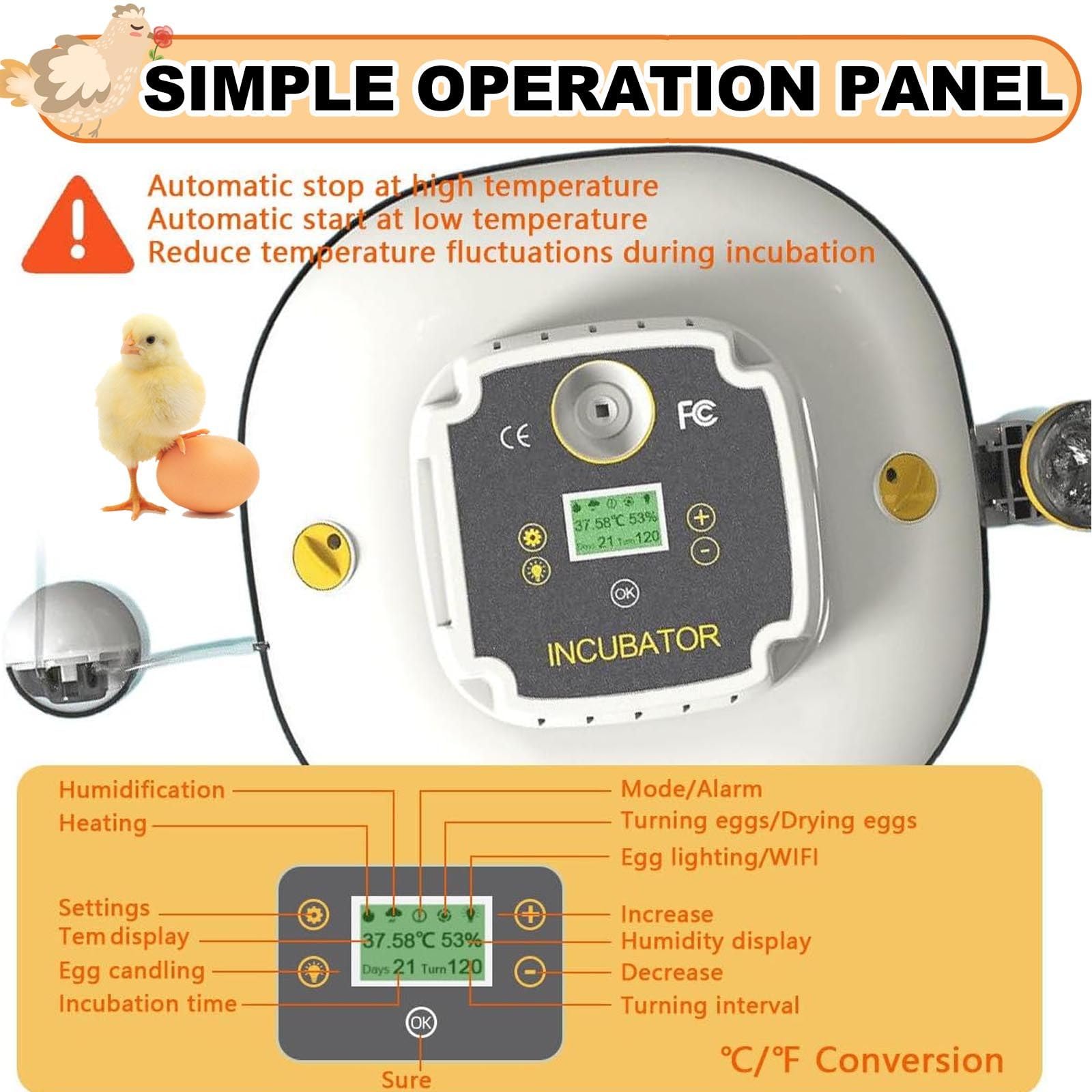 Incubadora Huevos Gallina - Incubadora AutomáTica De 22huevos Controles AutomáTicos De Temperatura Y Humedad HigróMetro Y Pantalla Led Digital, para Incubar Pollos, Codornices Y Patos