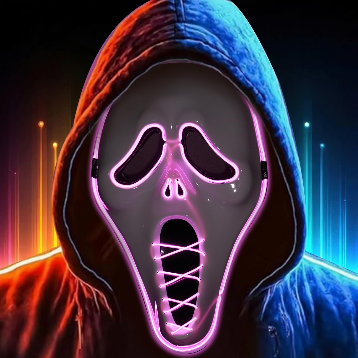 Halloween Mask Glowing Scary Skull Mask - Halloween Horror Masquerade Cosplay Party Decoration Props