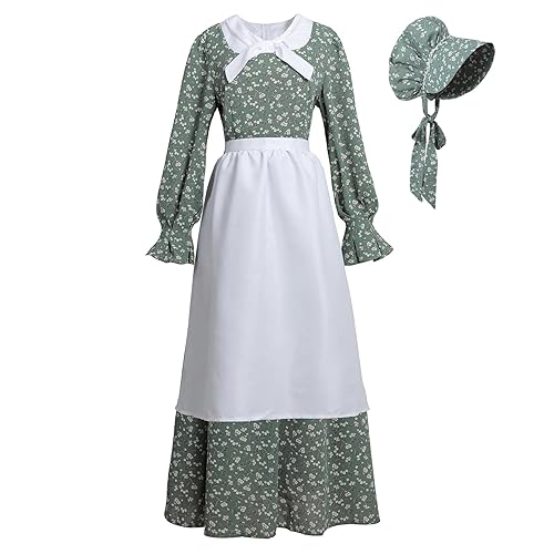LTAKK Colonial Dress Women Prairie Pioneer Dresses Floral Pilgrim Costume