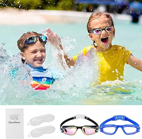 Miniatura 6 de DasMeer Gafas de natación para niños paquete de 2 gafas de natación con antivaho UV sin fugas