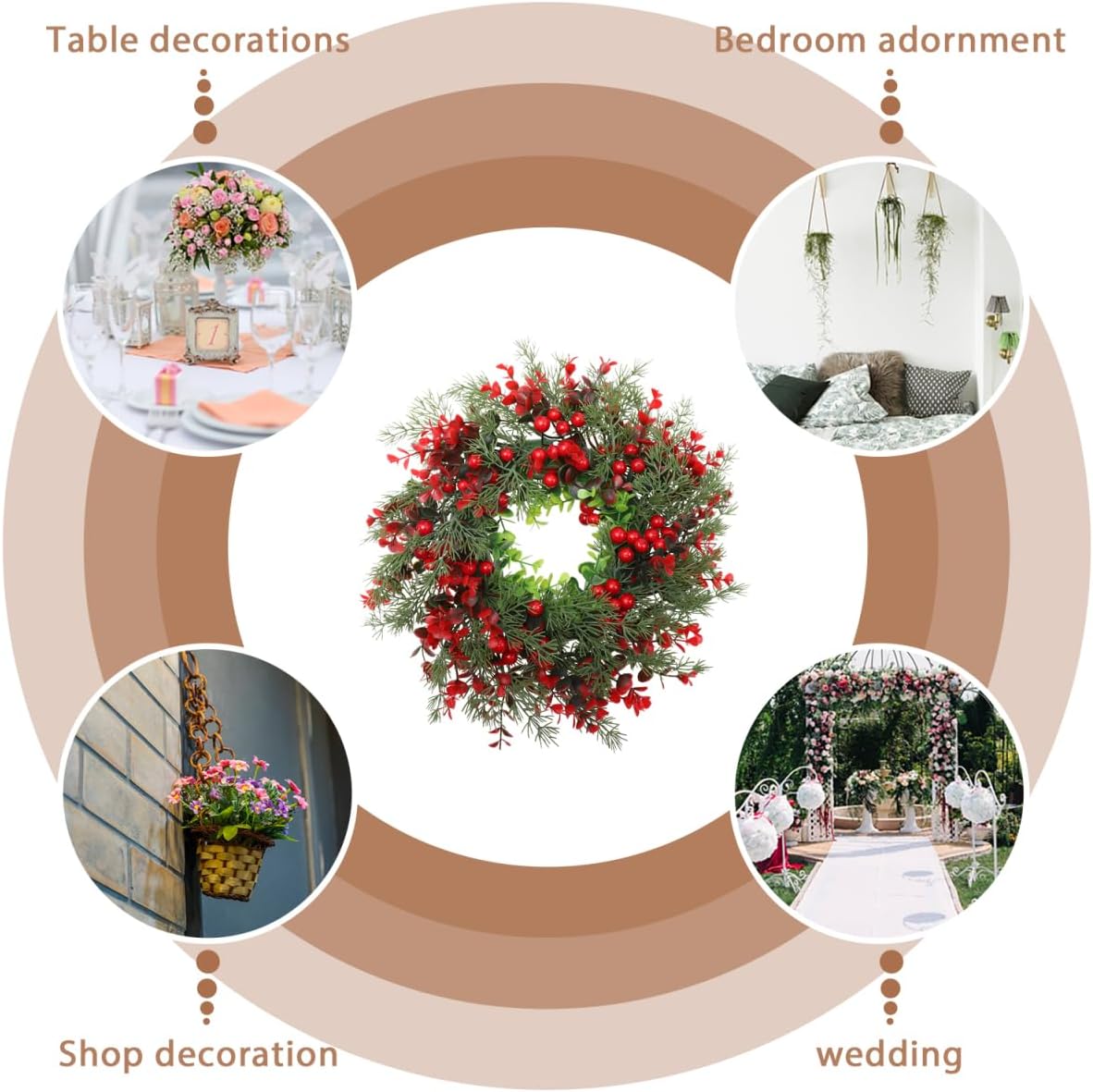 Angoily Christmas Wreaths for Front Door Wreath Christmas Door Decoration Red Berry Plastic Xmas Garland Pendant for Indoor Outdoor Holiday Front Door Hanging - Image 7