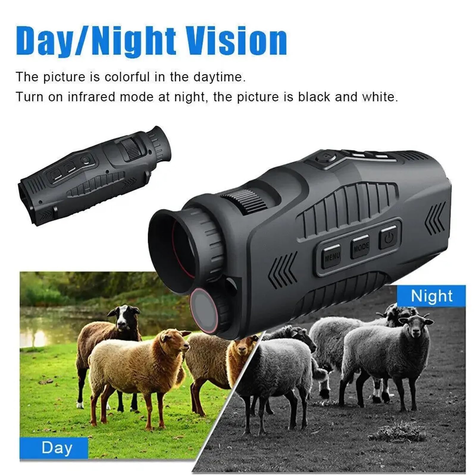 Garvee Vision Nocturne numérique 1080P – Monoculaire et Jumelles avec Zoom 5X, 7 Niveaux d’Infrarouge, Enregistrement vidéo – Idéal Camping, Observation, Chasse – Couleur Noire