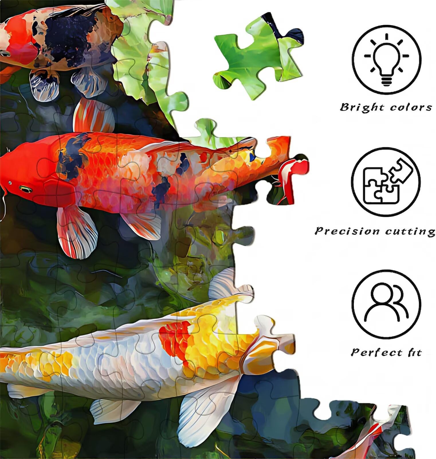 Puzzle 5000 elementów dla dorosłych, Koi Lotos Trudne i kolorowe drewniane puzzle, duża łamigłówka 156,5 x 105,5 cm, antystresowa gra z plakatem, dekoracja ścienna do domu, prezent urodzinowy dla