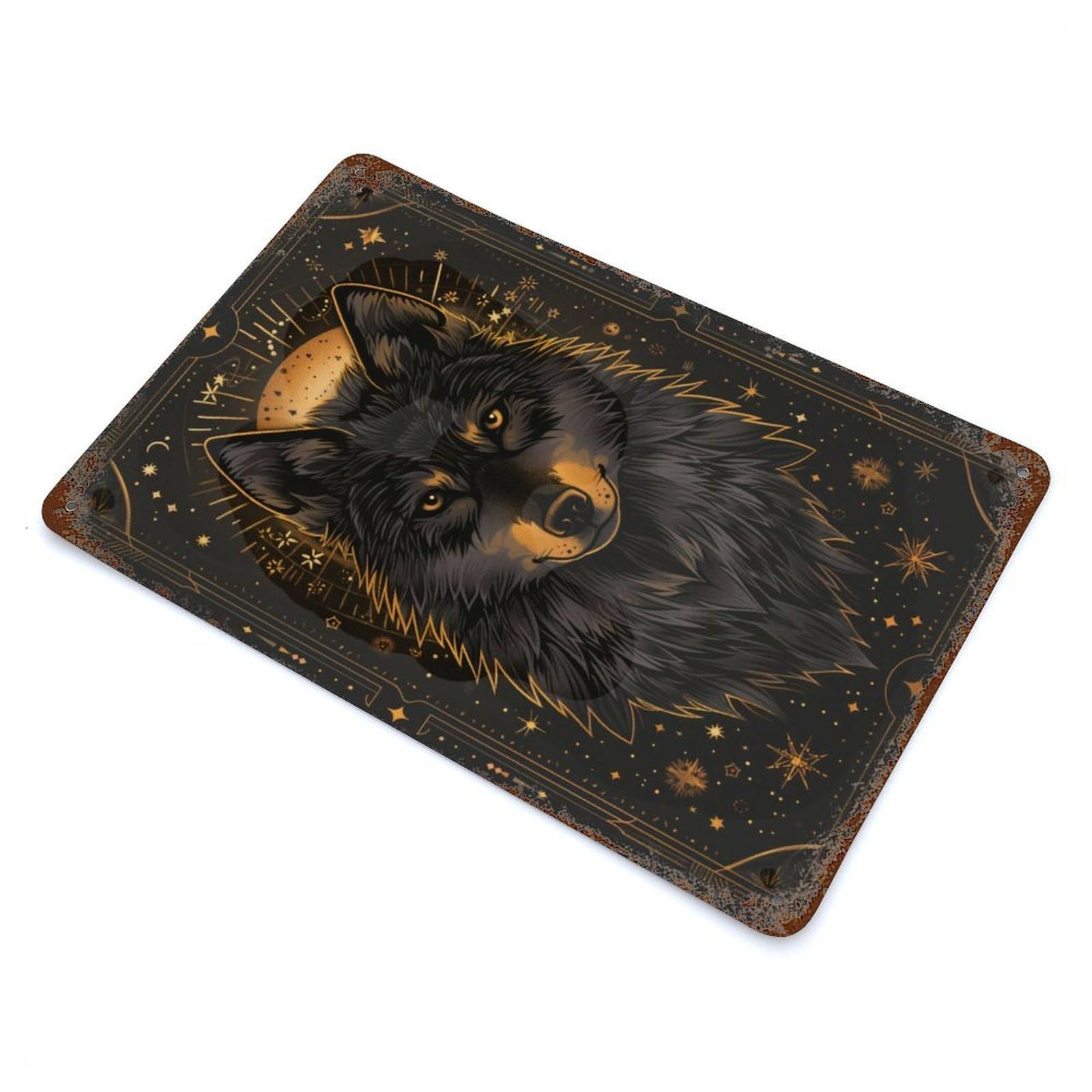 Majestic Wolf Decorative Tin Sign 11.8"x7.9", Ideal for Basement, Hobby Room And Garage Decor