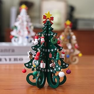 クリスマスツリー飾り、グリーンツリーにカラフルな飾り付き (グリーン)